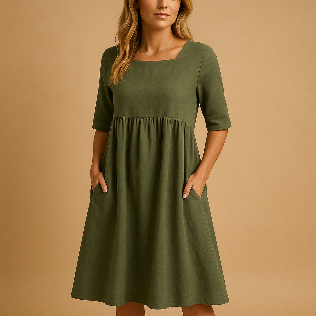 Vintage midi dress with retro charm for women.