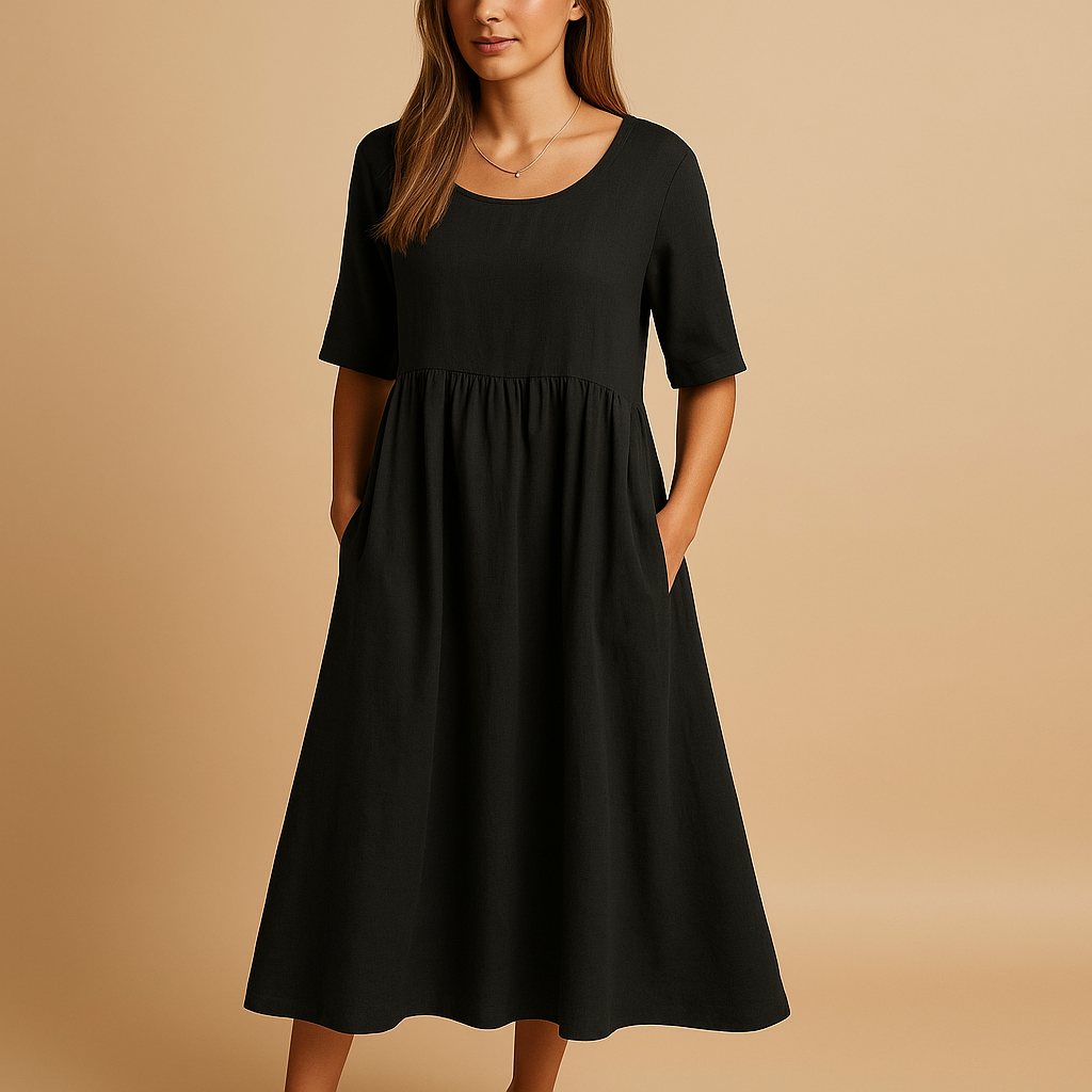 Vintage midi dress with retro charm for women.
