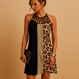 A-line dress with elastic waist and feminine cutout for women.