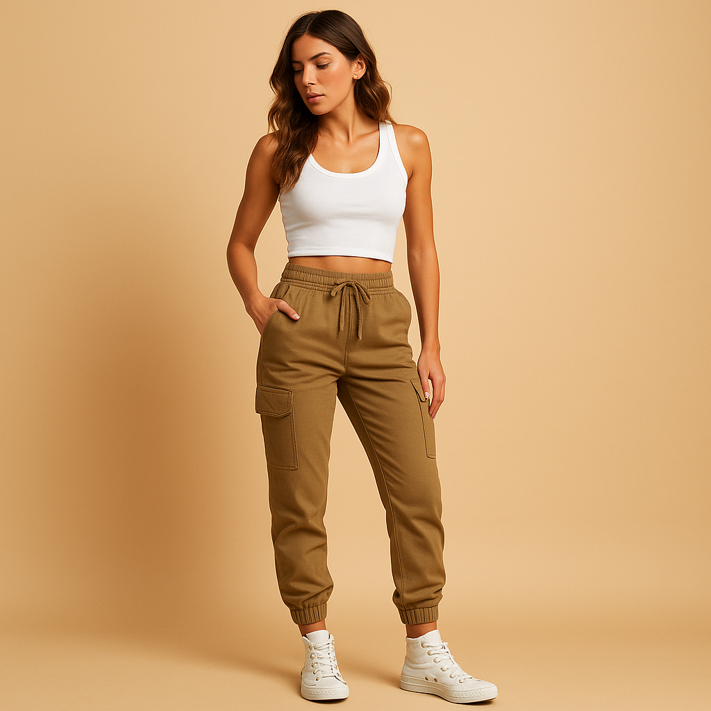 High-waisted cargo pants for women