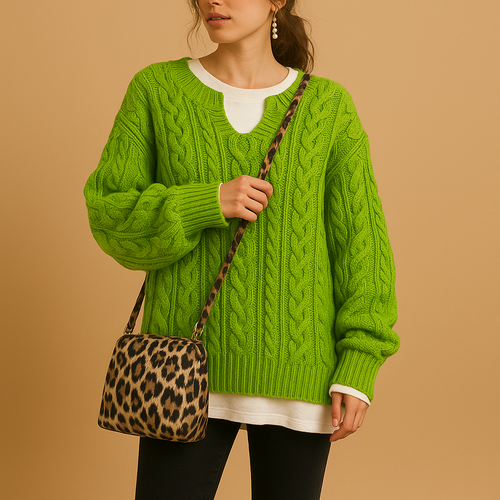 Breathable knit V-neck sweater for women.