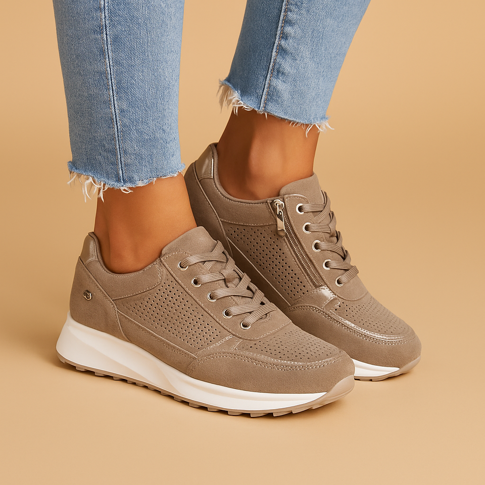 Breathable lightweight sneakers with zipper for women
