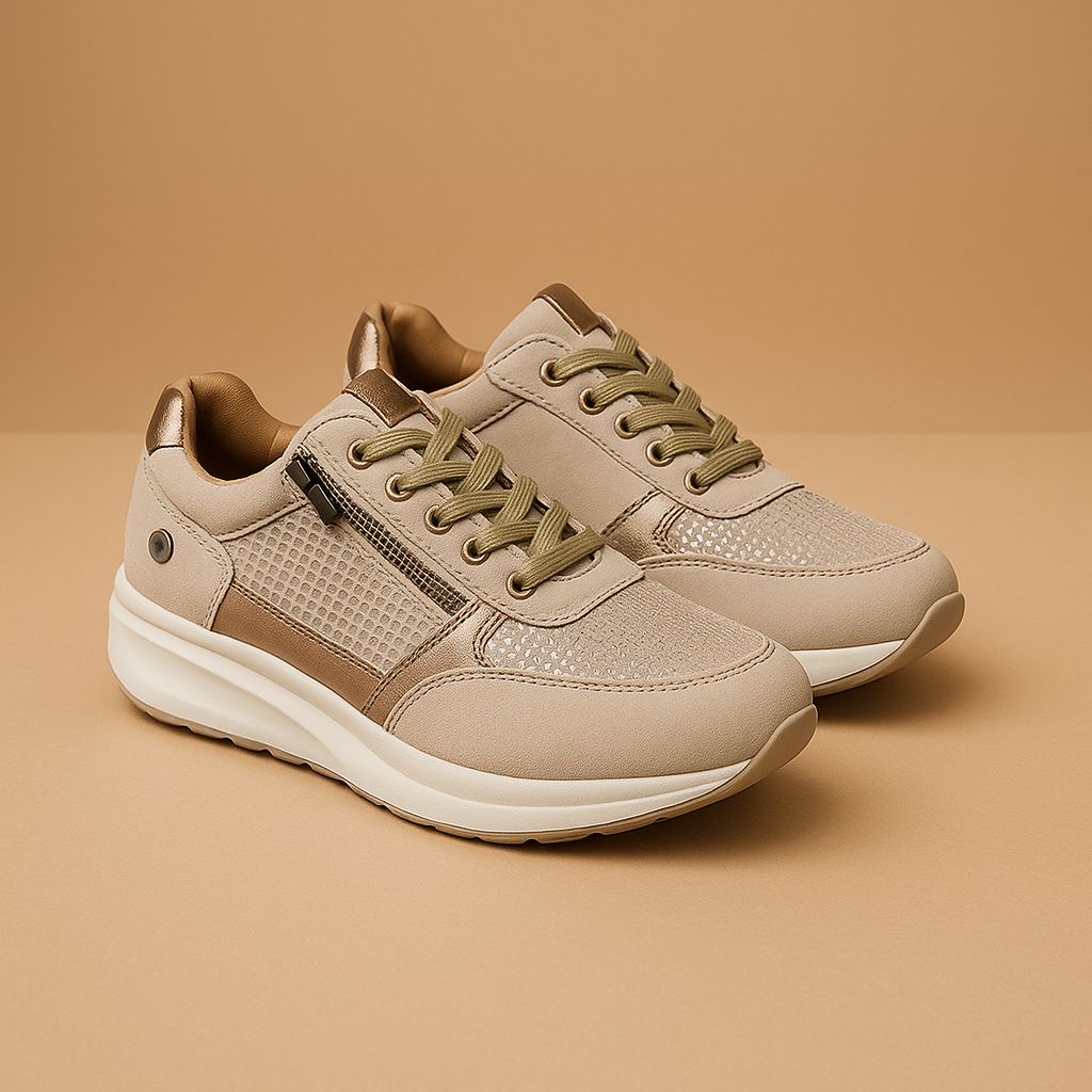 Breathable lightweight sneakers with zipper for women