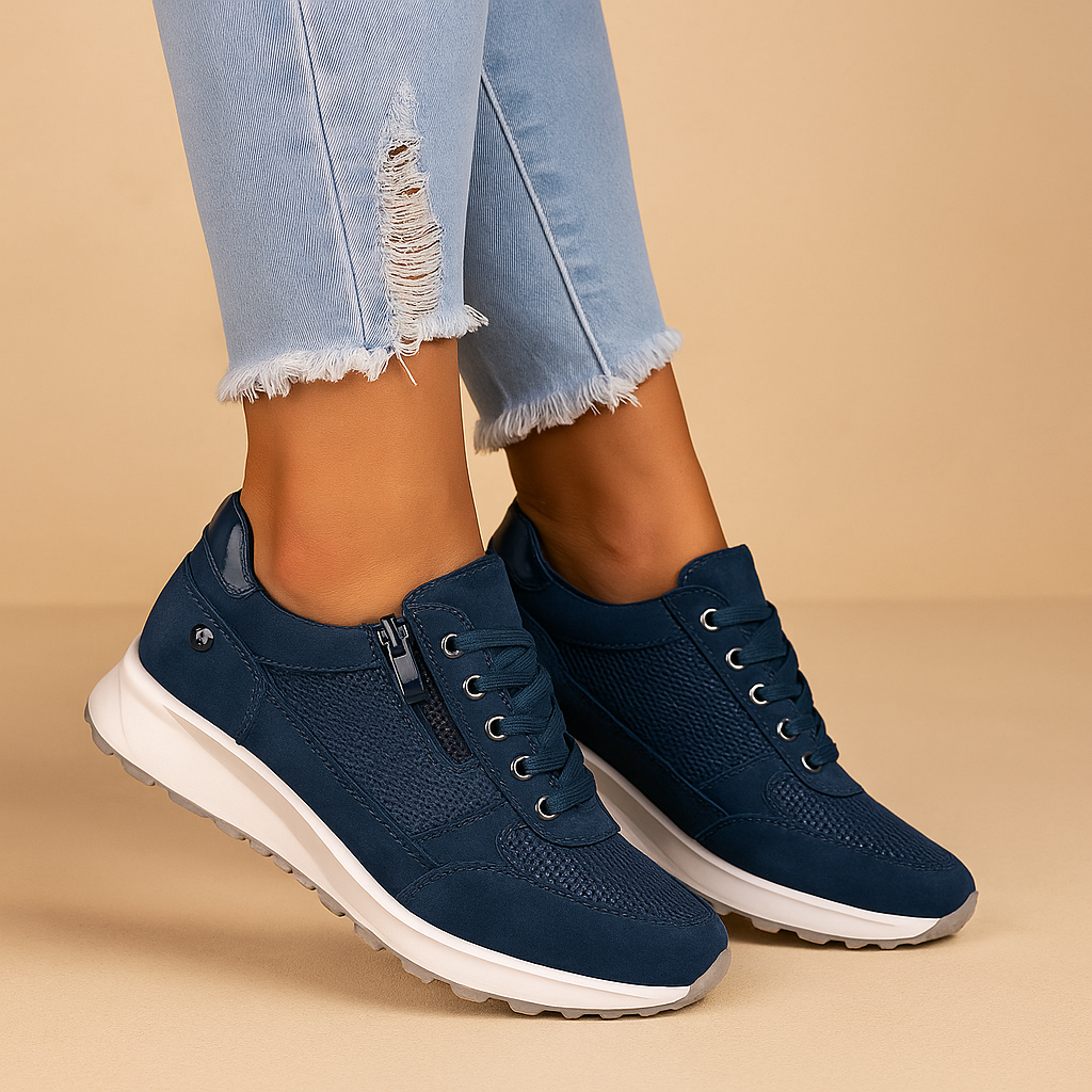 Breathable lightweight sneakers with zipper for women