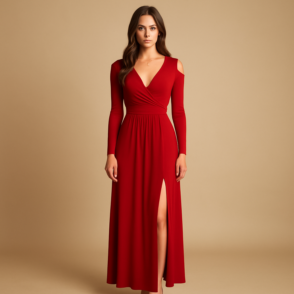 Evening dress with flattering fit and stretch for women.