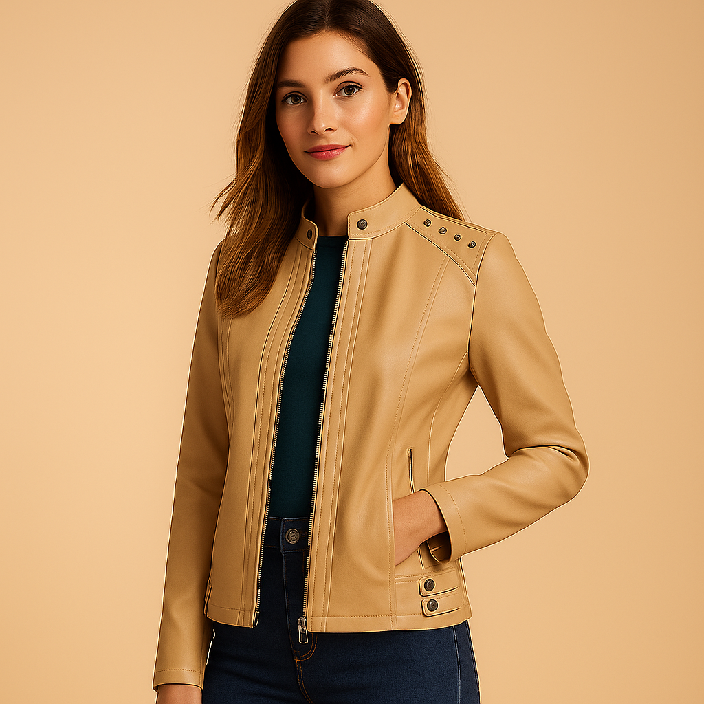 Women's biker jacket with modern details