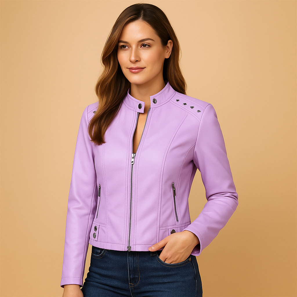 Women's biker jacket with modern details