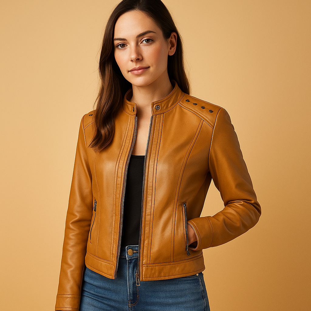 Women's biker jacket with modern details