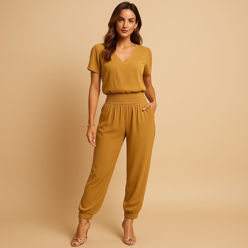 Floral women's set with top and pants.