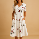 Floral dress with a loose fit and feminine design for women.