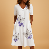 Floral dress with a loose fit and feminine design for women.