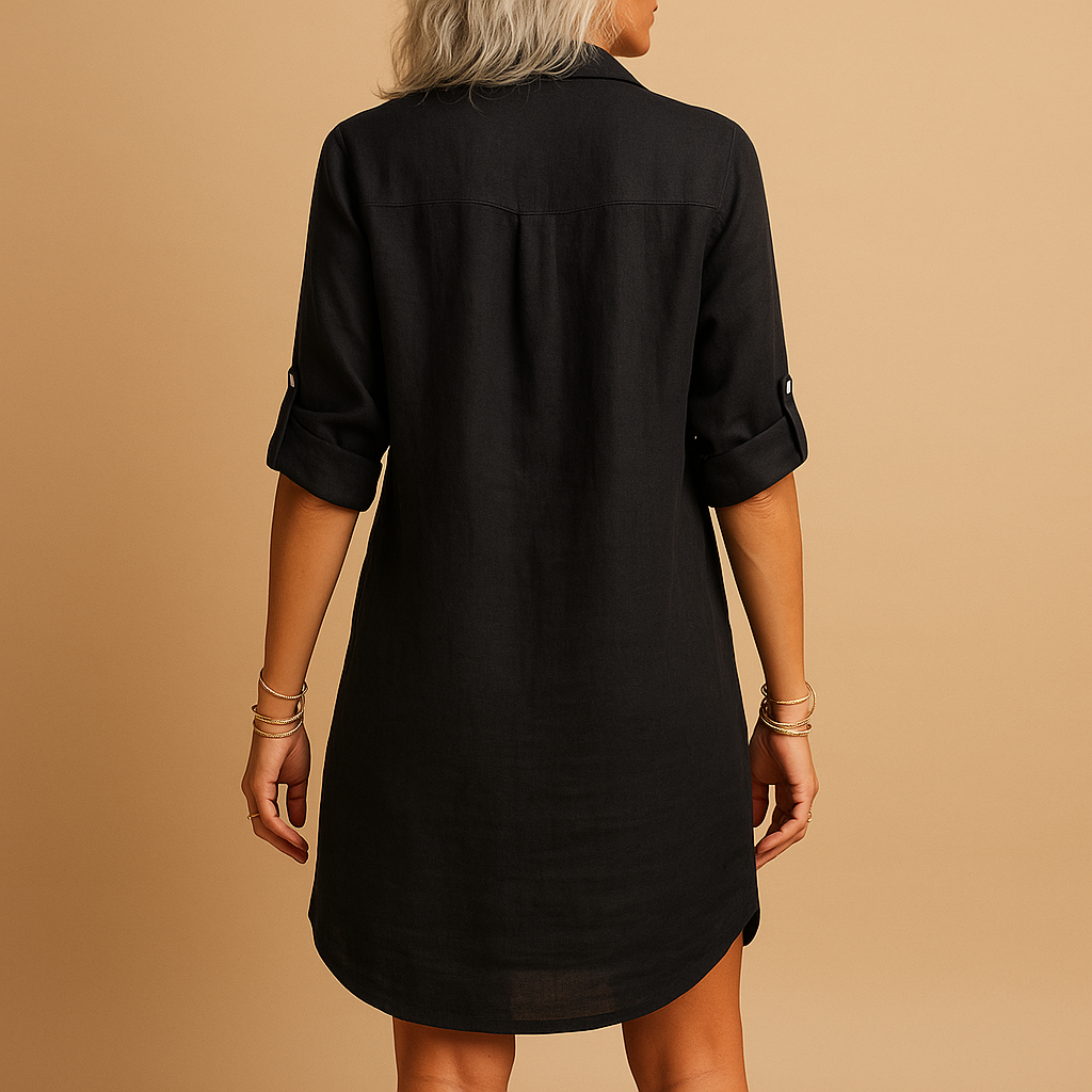 Blouse dress with waist accent for women.