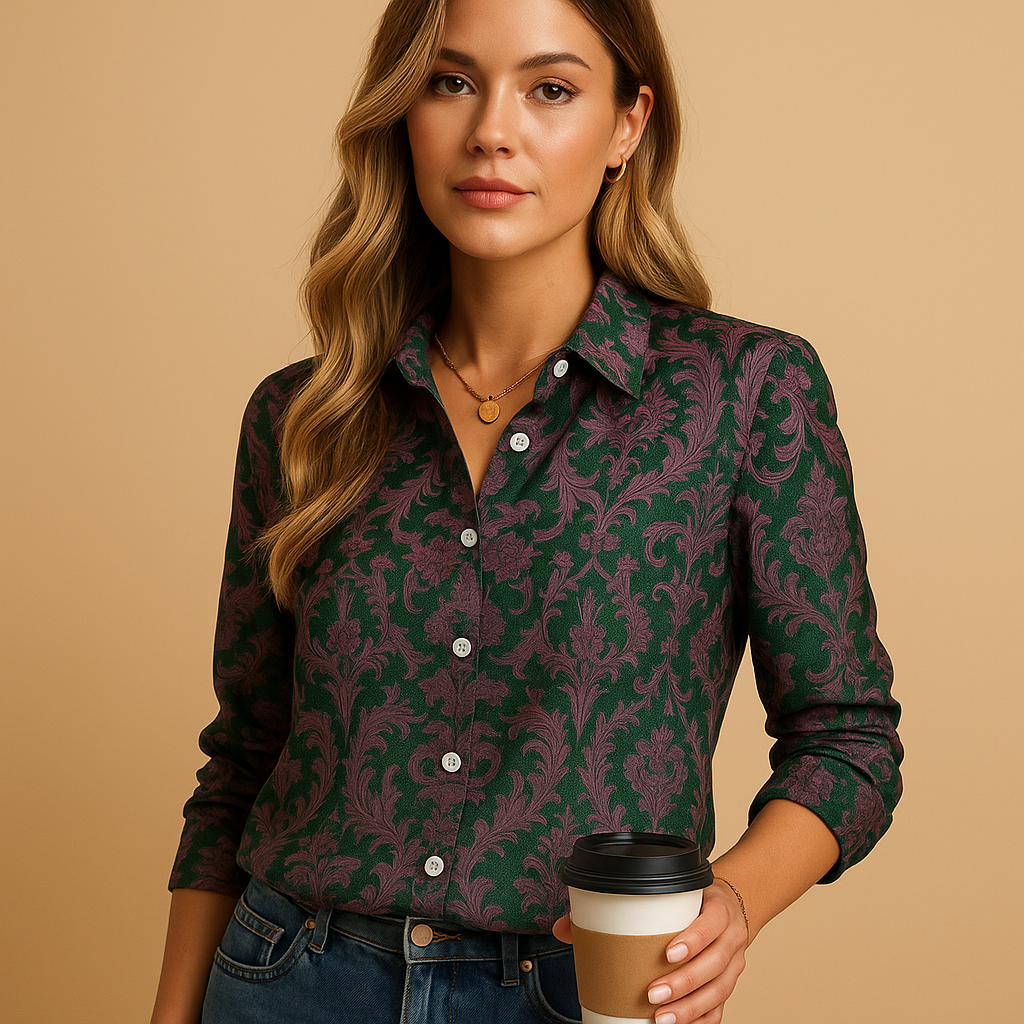 Blouse with striking pattern and flattering fit for women