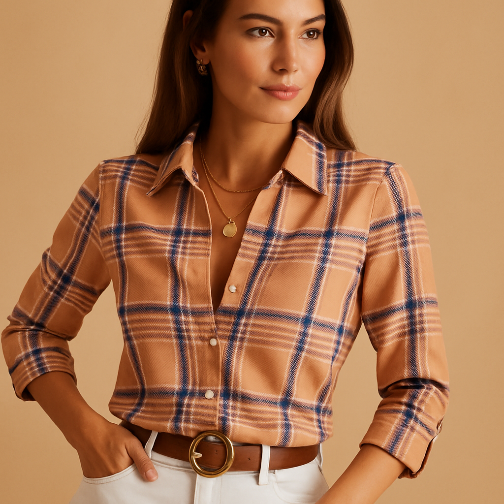 Women's wrap-neck blouse with print