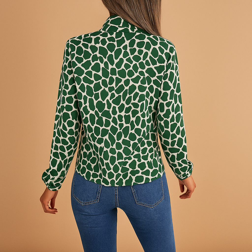 Blouse with bow detail and polka dot pattern for women