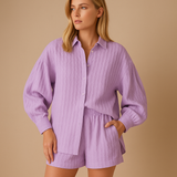 Lightweight blouse and shorts set for women.