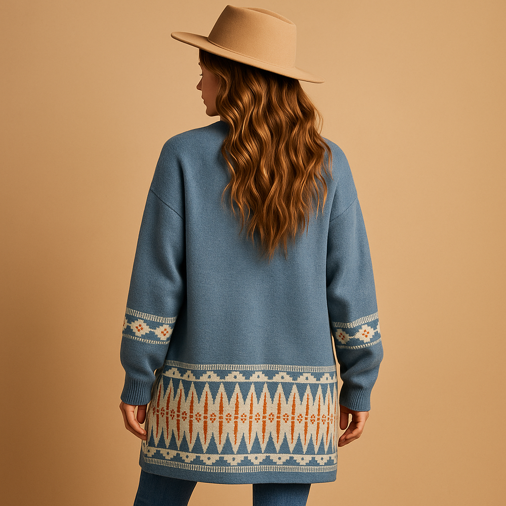 Bohemian jacquard cardigan for women.