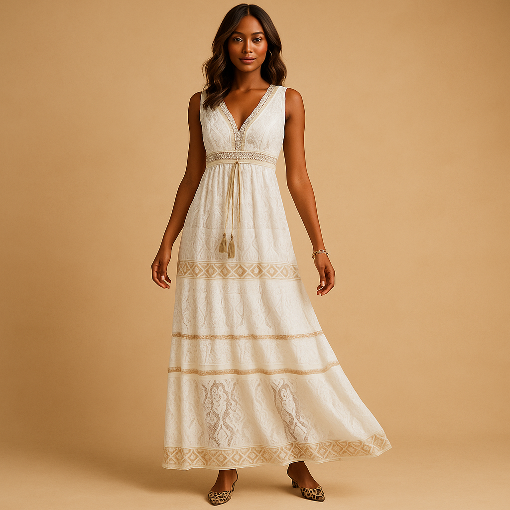 Bohemian maxi dress with or without sleeves for women.