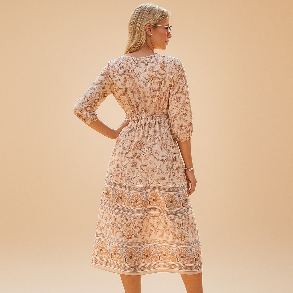 Bohemian summer dress with loose silhouette for women.