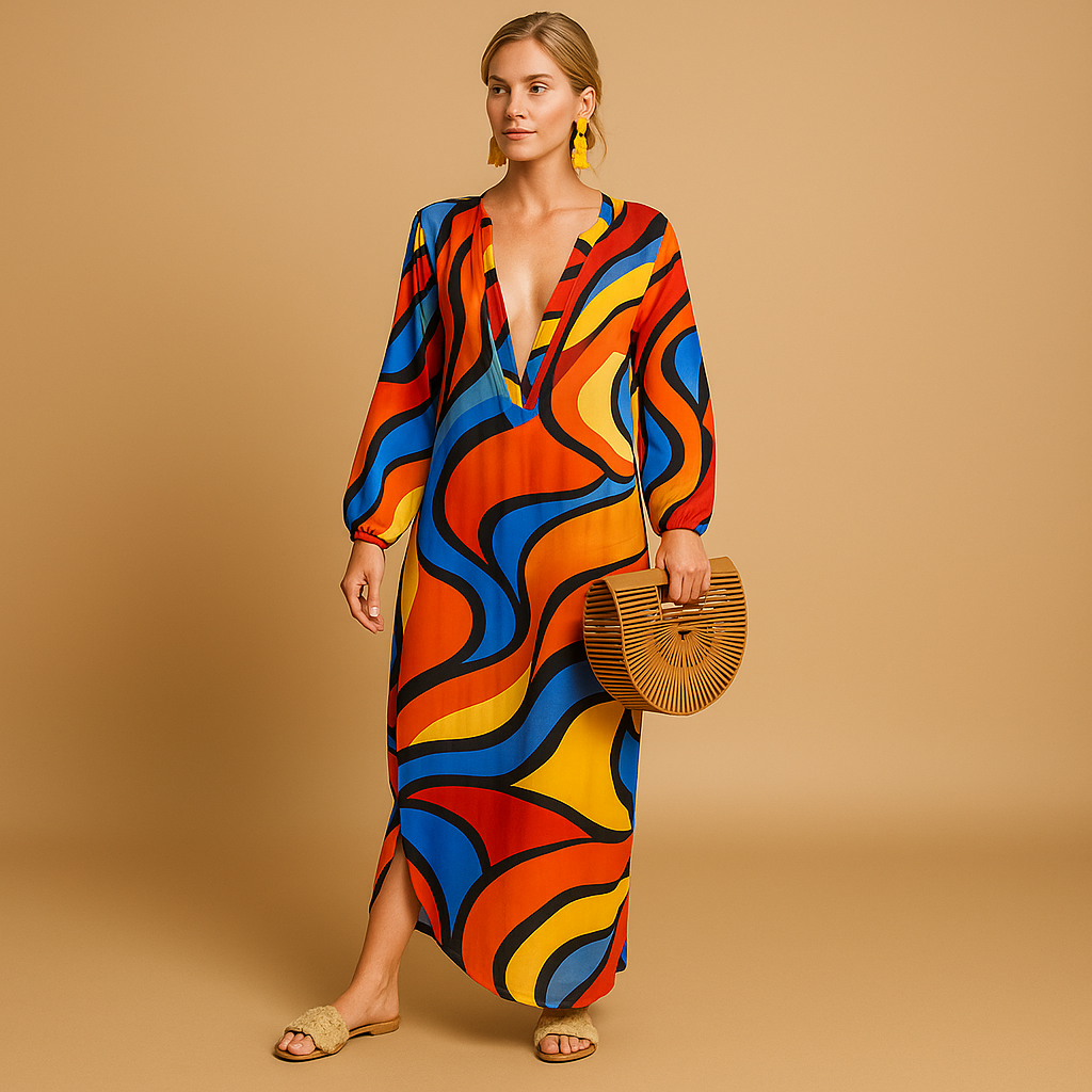 Mila | Boho maxi-jurk met lange mouwen voor dames