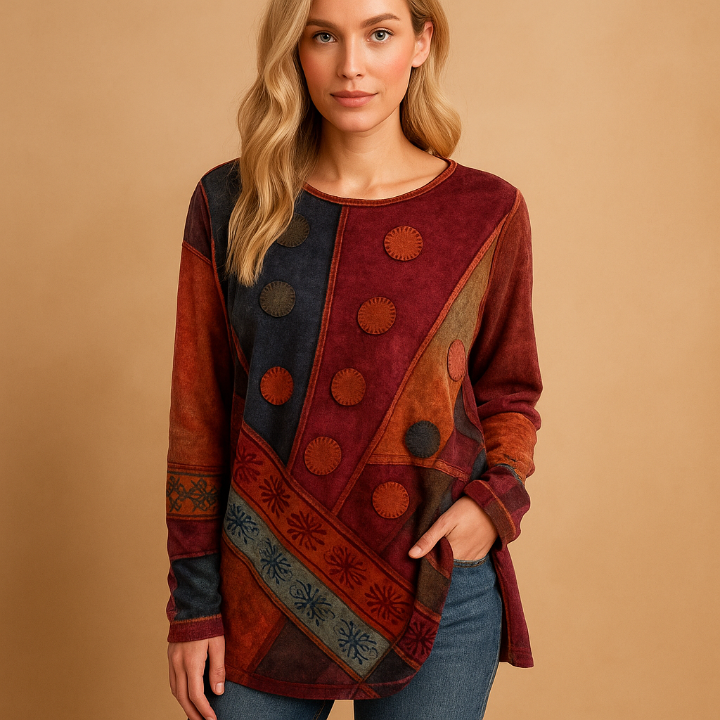 Boho off-shoulder top with ethnic print for women