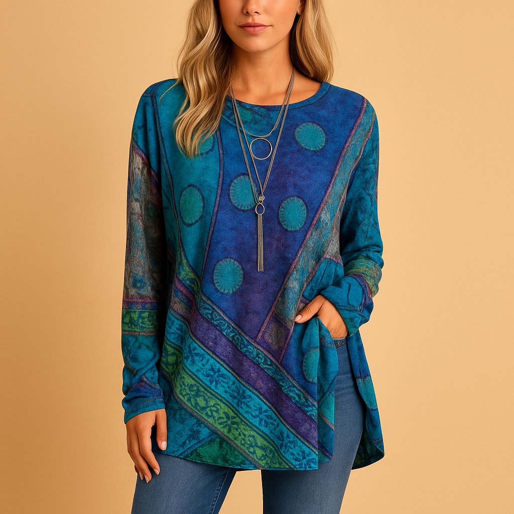 Boho off-shoulder top with ethnic print for women
