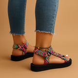 Boho sandals with rope design and flat sole for women.