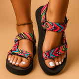 Boho sandals with rope design and flat sole for women.