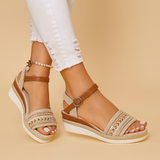 Boho wedge sandals with beads for women.
