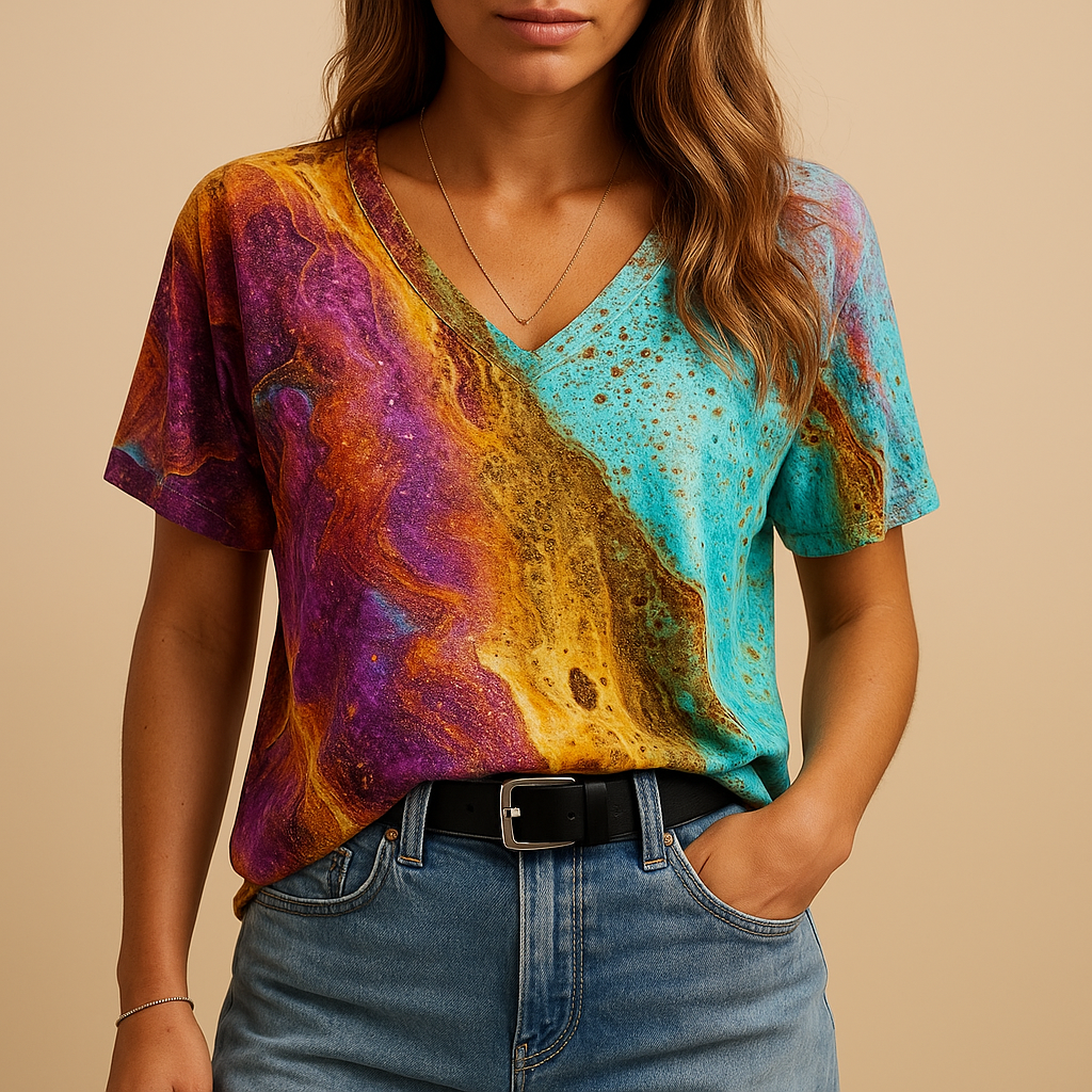 Boho top with loose fit and decorative details for women