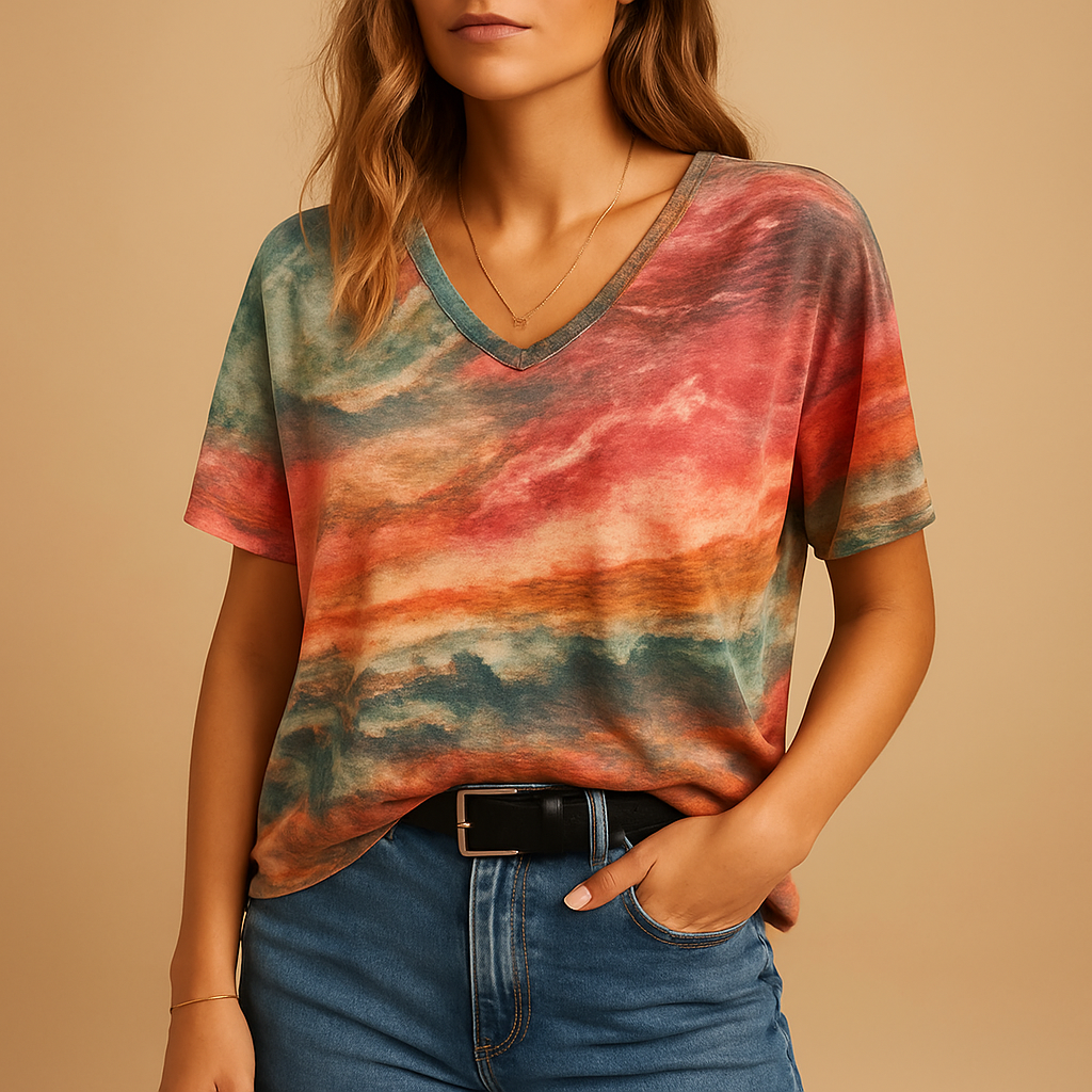 Boho top with loose fit and decorative details for women