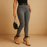 Cotton cargo pants with elastic ankles for women