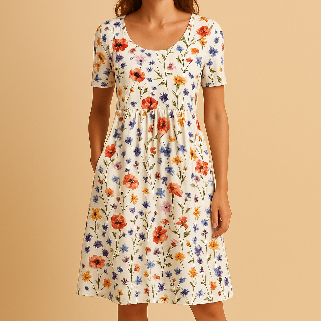 Casual cotton floral dress for women.