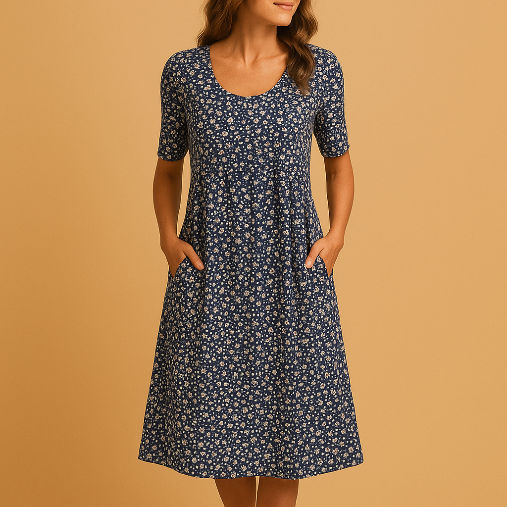 Casual cotton floral dress for women.