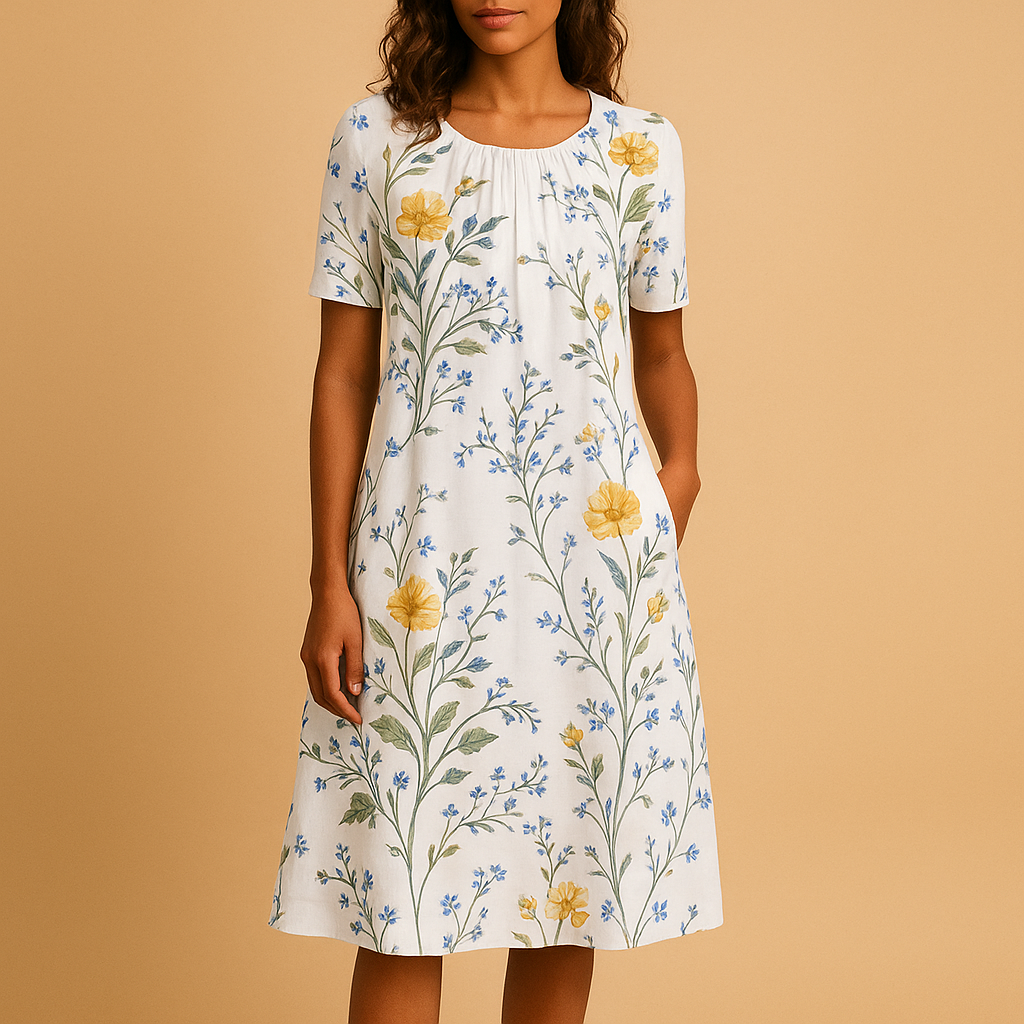 Casual cotton floral dress for women.