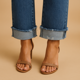 Casual denim jeans with asymmetrical waist for women