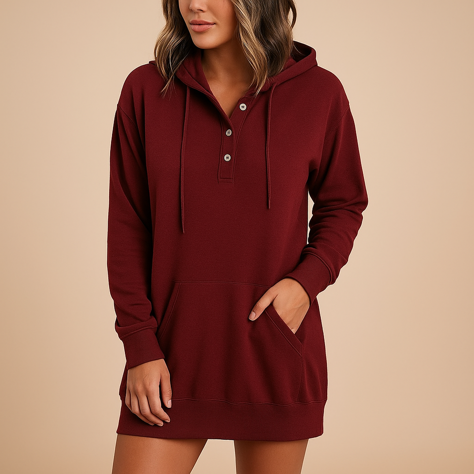 Casual hoodie dress with a loose fit for women.
