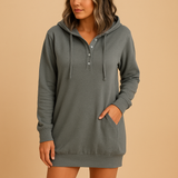 Casual hoodie dress with a loose fit for women.