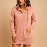 Casual hoodie dress with a loose fit for women.