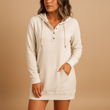 Casual hoodie dress with a loose fit for women.