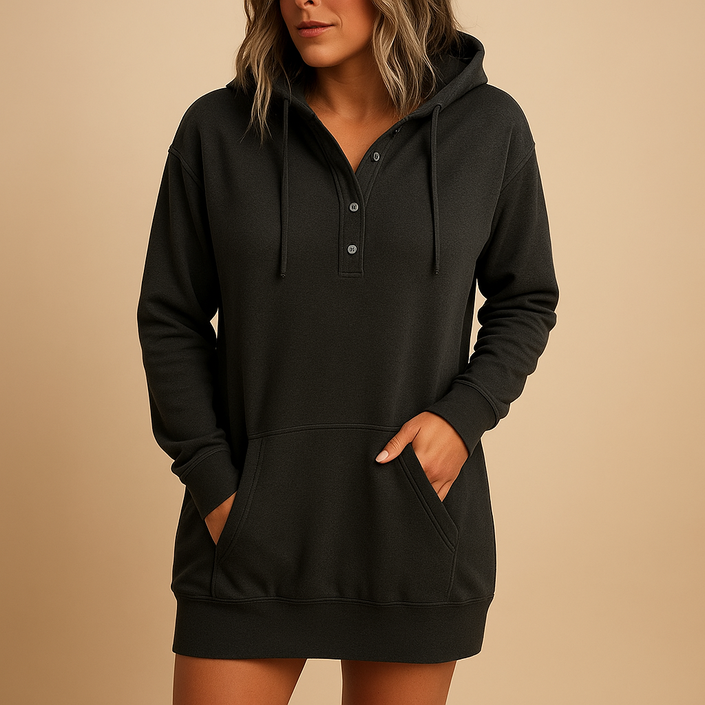 Casual hoodie dress with a loose fit for women.