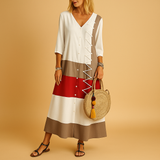 Casual midi dress with zigzag details for women.