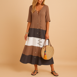 Casual midi dress with zigzag details for women.