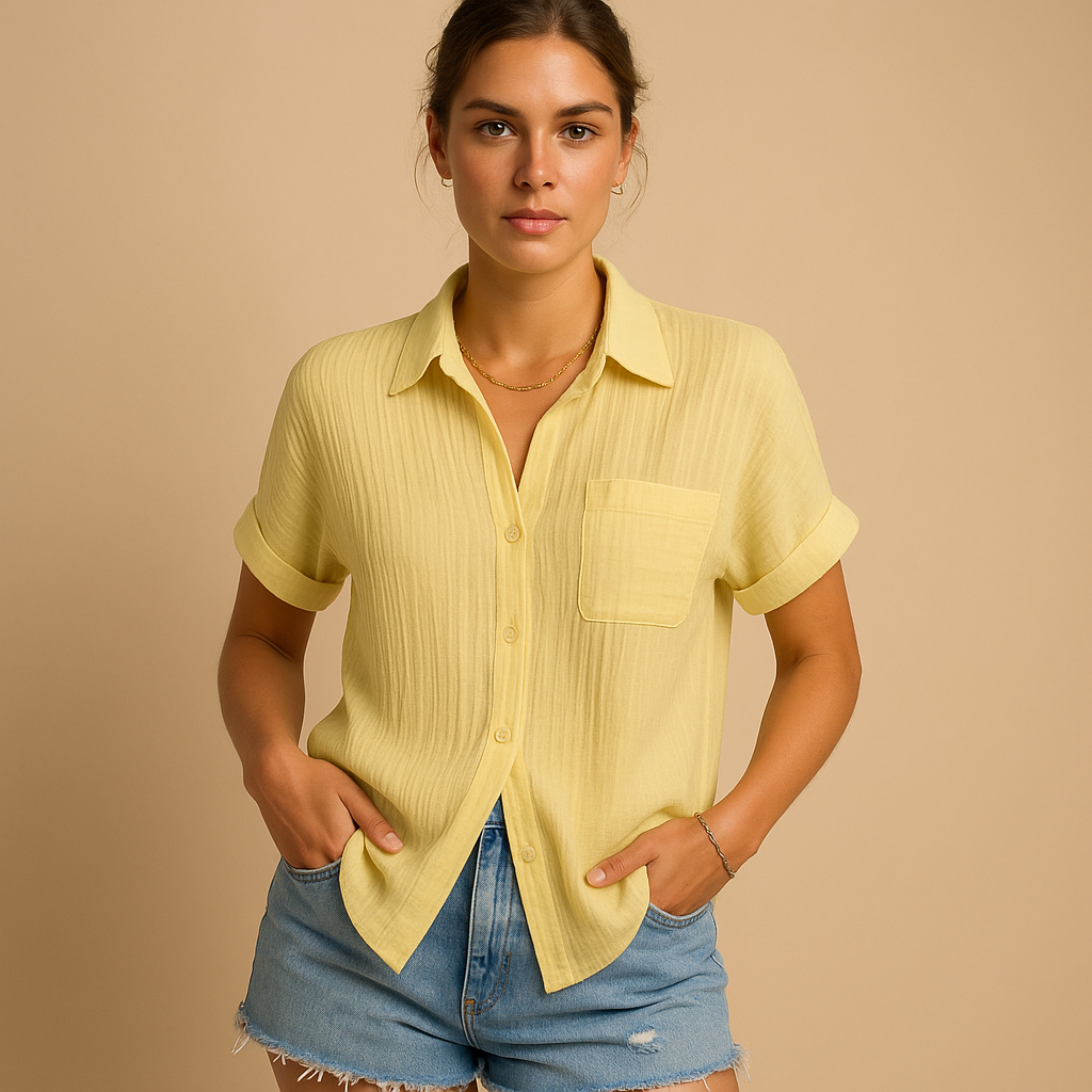 Elegant casual short-sleeved polo shirt for women