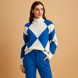 Comfortable loungewear set with sweater and sweatpants for women.