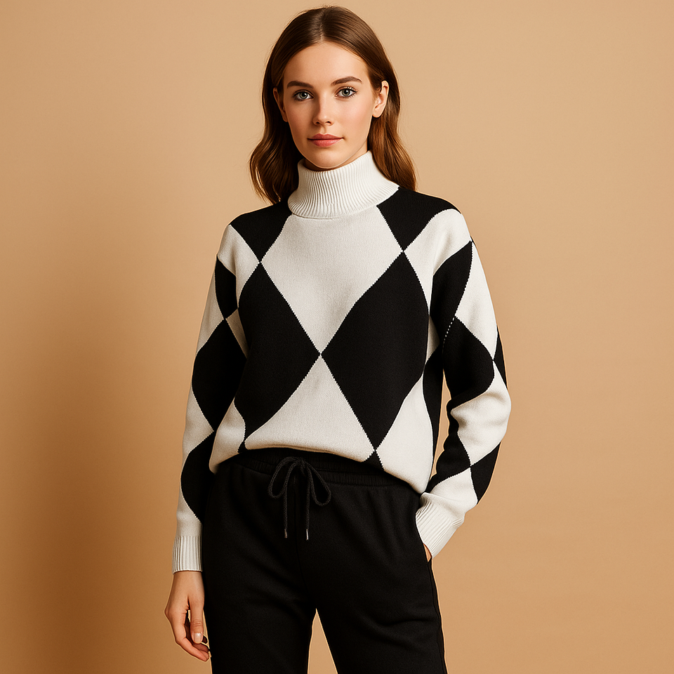 Comfortable loungewear set with sweater and sweatpants for women.