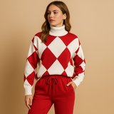 Comfortable loungewear set with sweater and sweatpants for women.