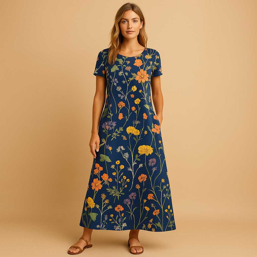 Flower dress with a comfortable fit for women.