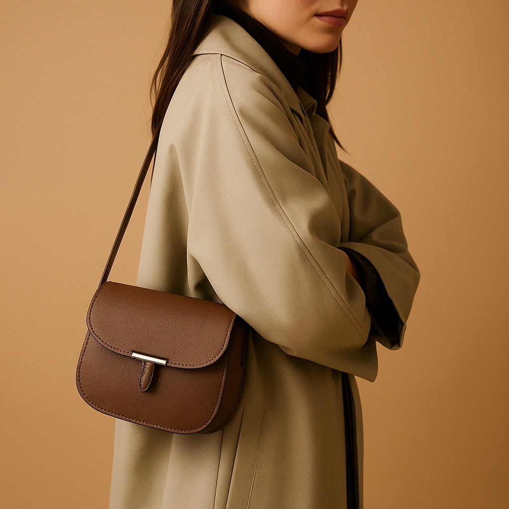 Compact crossbody bag with timeless design for women.