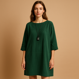 Women's short-sleeved corduroy dress.